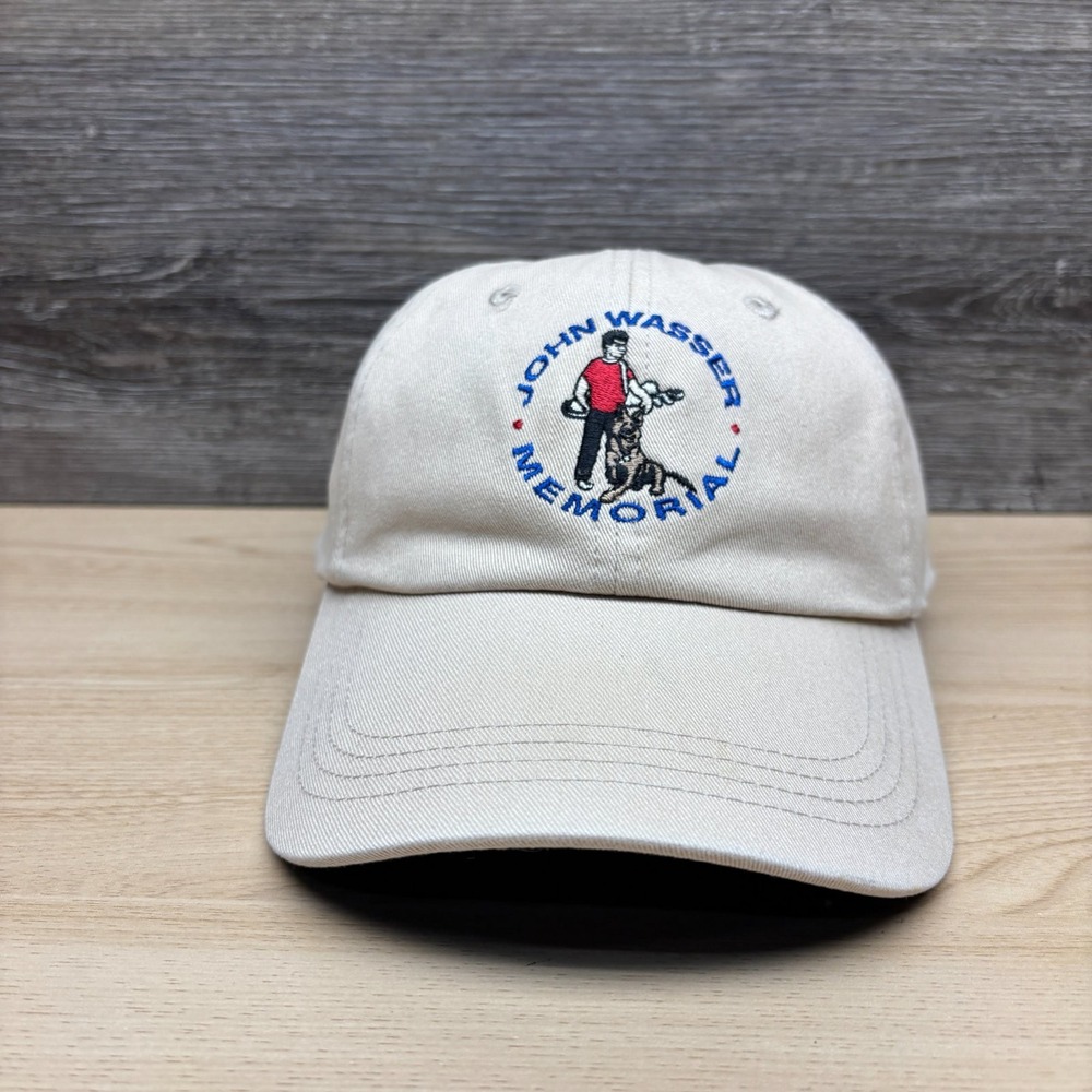 Ahead John Wasser Memorial Hat Cap Strap Back Beige Blue Dog K9 Logo Mens